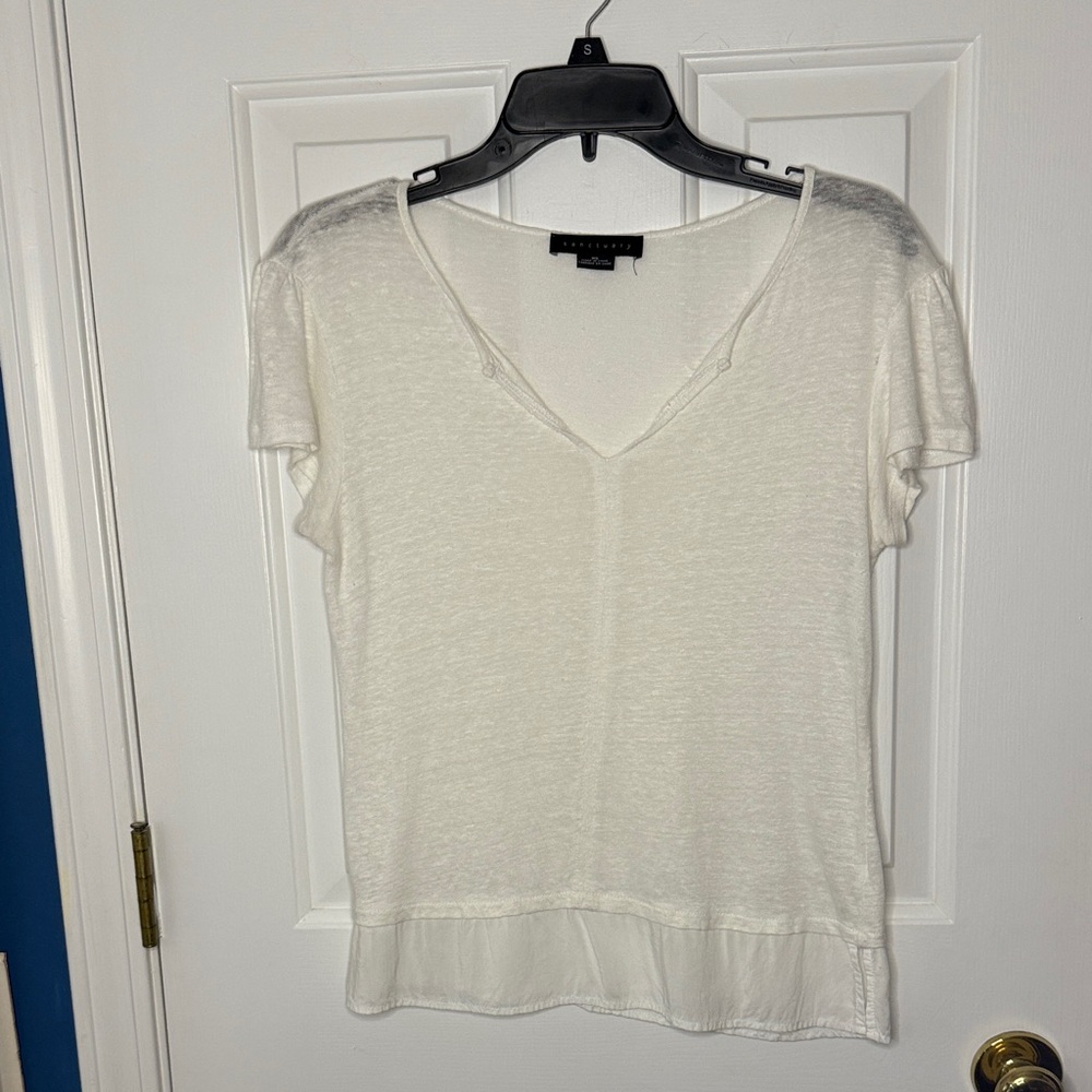 Sanctuary white linen and silk top XS